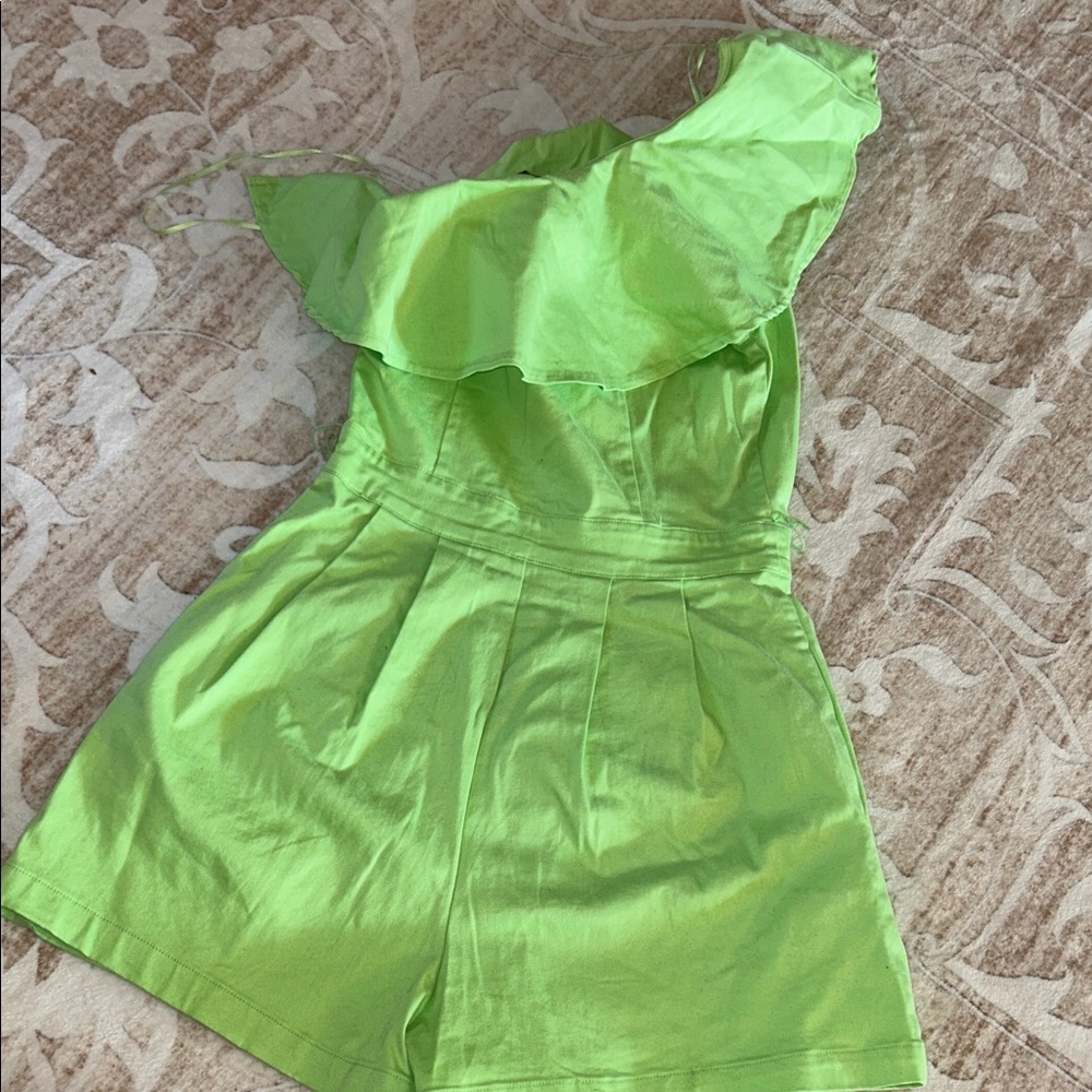 Lime Green Ruffled Romper - Picture 4 of 4
